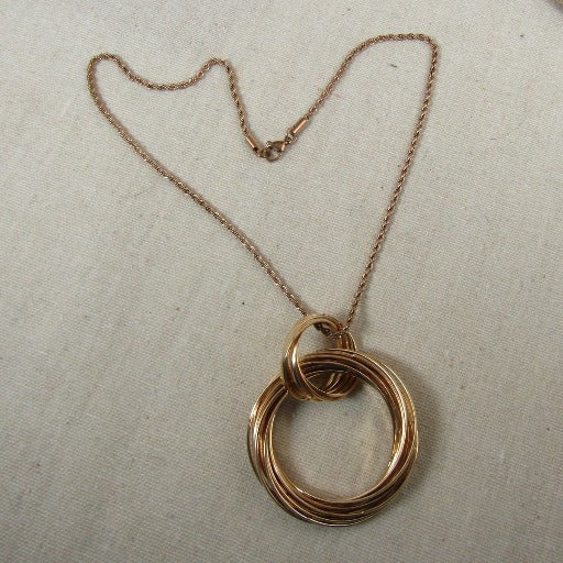 Bold Rose Gold Rings On Rings Pendant Necklace