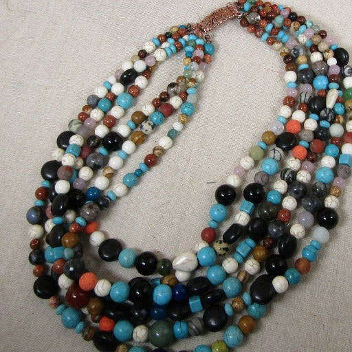 Multi Gemstone Multi-strand Necklace - VP's Jewelry