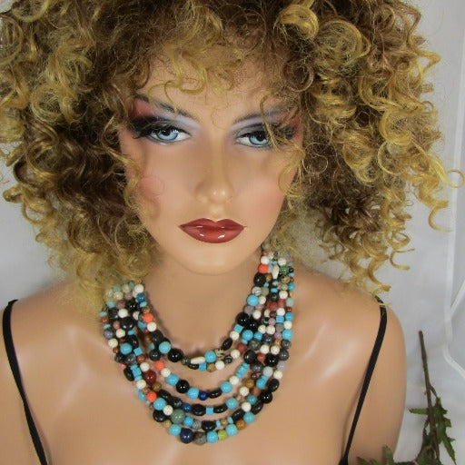 Multi Gemstone Multi-strand Necklace - VP's Jewelry