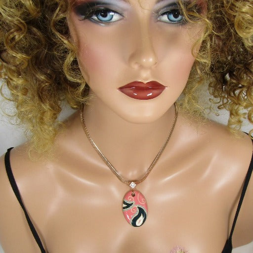 Pink & Black Artisan Handmade Pendant Necklace - VP's Jewelry