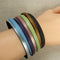 Multi-colored Wide Bold Leather Cuff Bracelet - VP's Jewelry