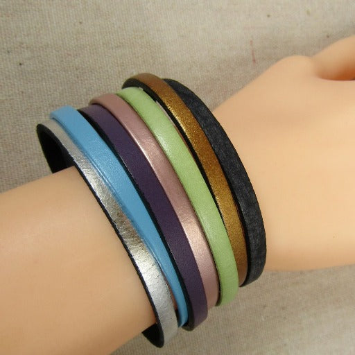 Multi-colored Wide Bold Leather Cuff Bracelet - VP's Jewelry