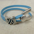 Men's Light Blue Awareness Leather Cord Bracelet Wishbone Design - VP's Jewelry