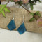 Diamond Cut Teal Sea Glass Drop Earrings - VP's Jewelry