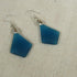 Diamond Cut Teal Sea Glass Drop Earrings - VP's Jewelry