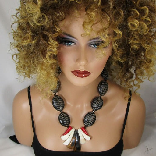 Rare Horn Zebra Matric & Tusk Statement Necklace - VP's Jewelry  
