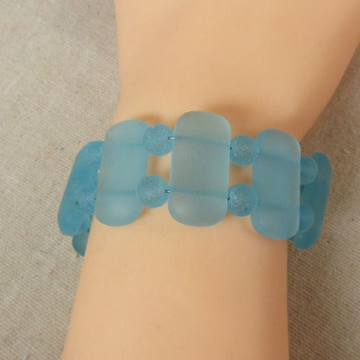 Sea Glass Cuff Bracelet in Aqua