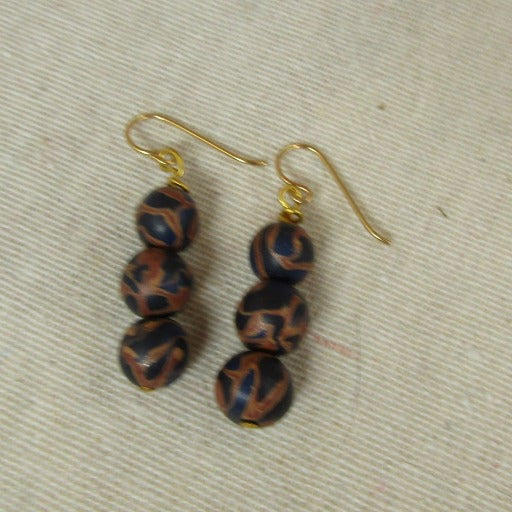 Tan & Purple Handmade Artisan Earrings - VP's Jewelry  