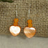 Orange Sea Glass Heart Earrings