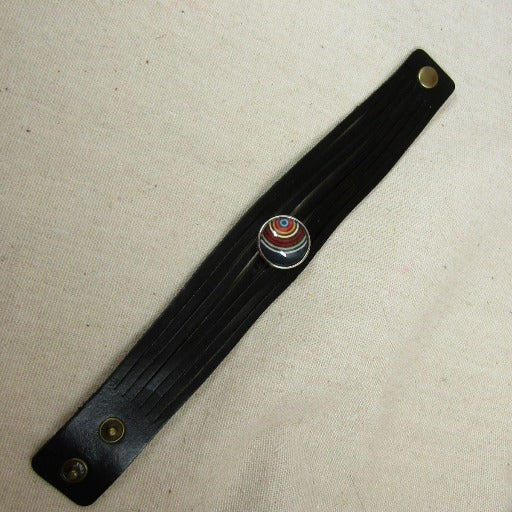 Unisex Black Leather Cuff Bracelet Boho Style - VP's Jewelry