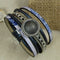 Blue & Silver Cuff Leather Bracelet - VP's Jewelry