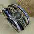 Blue & Silver Cuff Leather Bracelet - VP's Jewelry