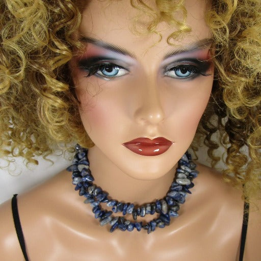 Double Strand Blue Gemstone Necklace - VP's Jewelry