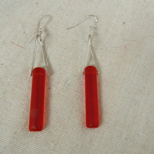 Long Sea Glass Earrings Tangerine