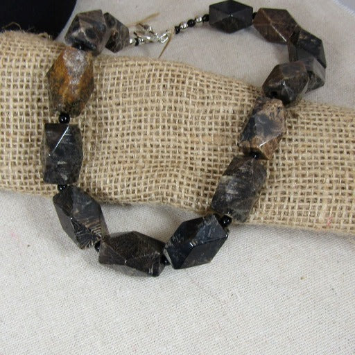 Black Fossil Gemstone Statement Necklace - VP's Jewelry  