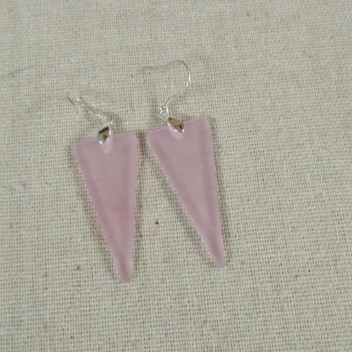 Pink Triangle Sea Glass  Earrings