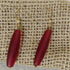 Red Sea Glass Drop Earrings Gold