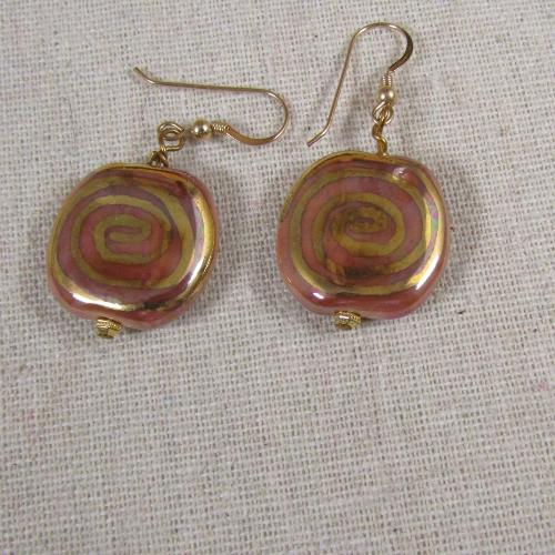 Fair Trade Kazuri Bead Earrings Gold - VP's Jewelry  
