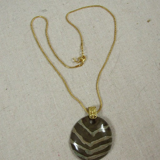 Brown Fair Trade Kazuri Handmade Pendant Necklace
