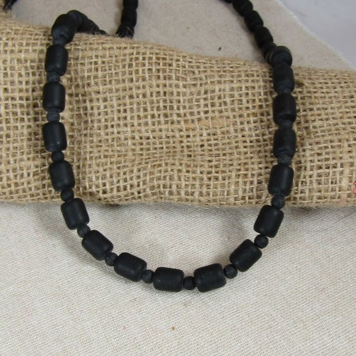 Matte Black Sea Glass Necklace - VP's Jewelry
