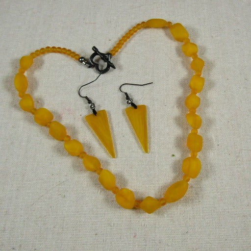 Saffron Yellow Sea Glass Designer Set - VP's Jewelry  