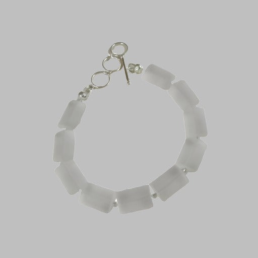 Frosted Clear Sea Glass Bracelet
