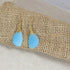 Aqua Sea Glass & Gold Earrings Ocean Jewelry - VP's Jewelry