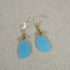 Aqua Sea Glass & Gold Earrings Ocean Jewelry - VP's Jewelry