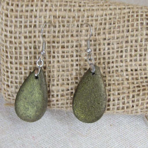 Iridescent Glass Teardrop Earrings  brown- VP's Jewelry