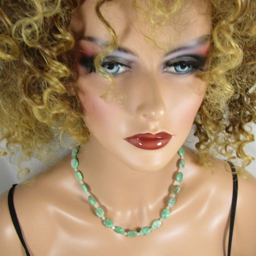 Classic Aqua Varisite Gemstone Beaded Necklace - VP's Jewelry 