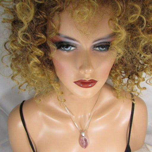 Pink Tourmaline Gemstone Pendant on Silver Chain Necklace - VP's Jewelry
