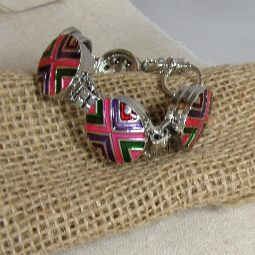Pink, Purple & Green Linked Cuff Bracelet - VP's Jewelry