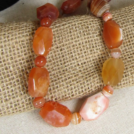 Big Bold African Agate Nugget Handmade Beaded Necklace - VP's Jewelry