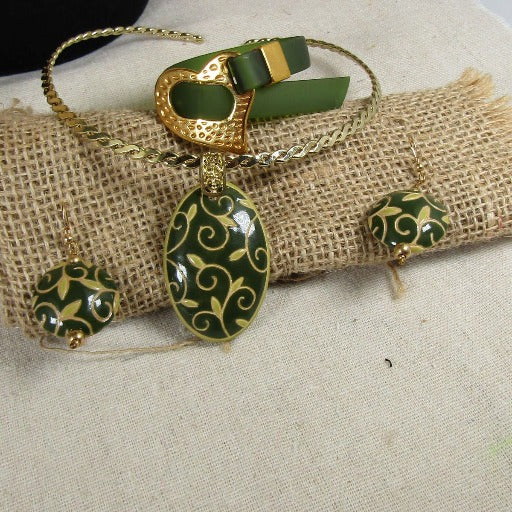 Handmade Artisan Designer Jewelry Set in Green - VP's Jewelry  