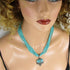 Classic Mosaic Turquoise & Topaz Pendant on Multi-strand Necklace