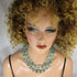 Aqua Double Stand Bead Crystal Necklace Classic - VP's Jewelry