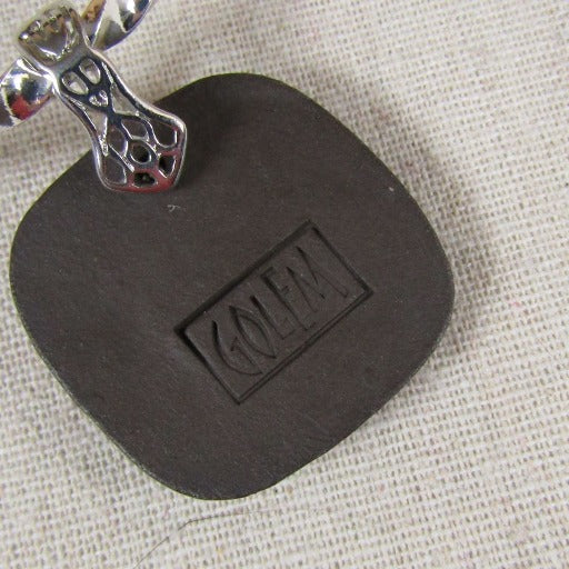 Handmade Brown & Turquoise Ceramic Pendant on Silver Neck Wire - VP's Jewelry