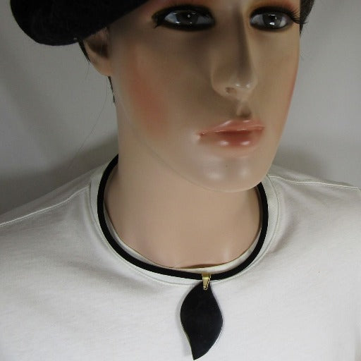 Men's Horn & Black Suede Pendant Necklace - VP's Jewelry