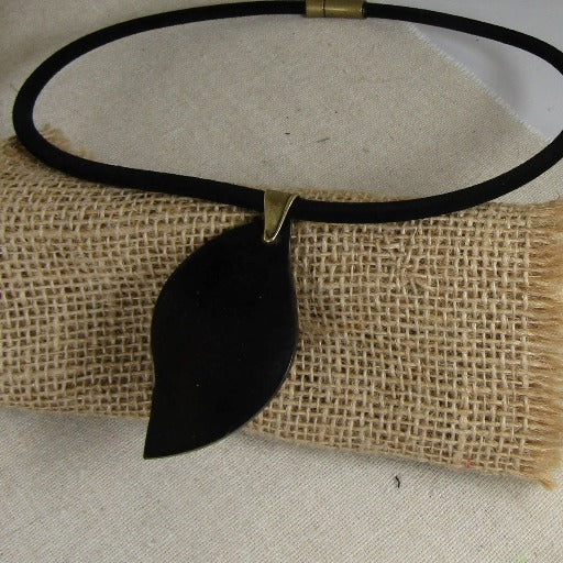 Men's Horn & Black Suede Pendant Necklace - VP's Jewelry