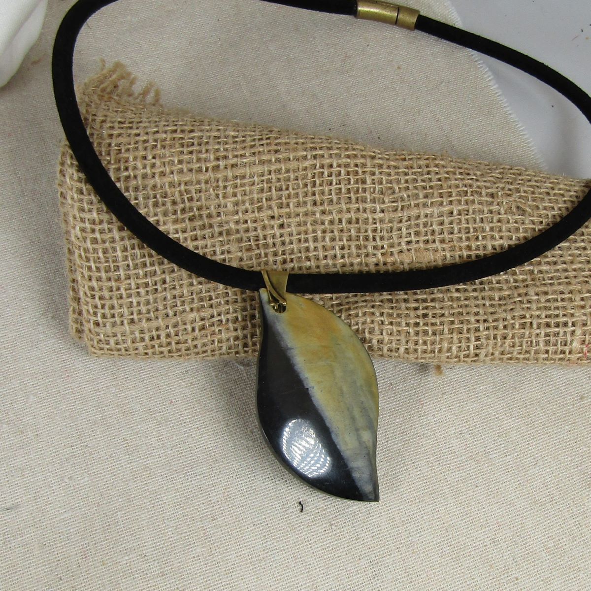 Men's Horn & Black Suede Pendant Necklace - VP's Jewelry