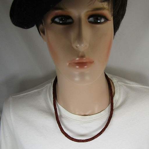 Brown Braided Leather Necklace for a Man - VP's Jewelry