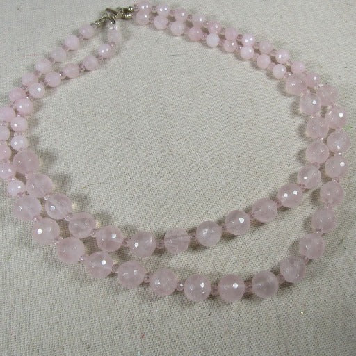 Double Strand Rose Quartz Necklace