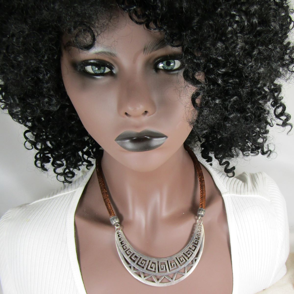 Affordable Tribal Necklace Silver Statement Metallic Copper Cord - VP's Jewelry  