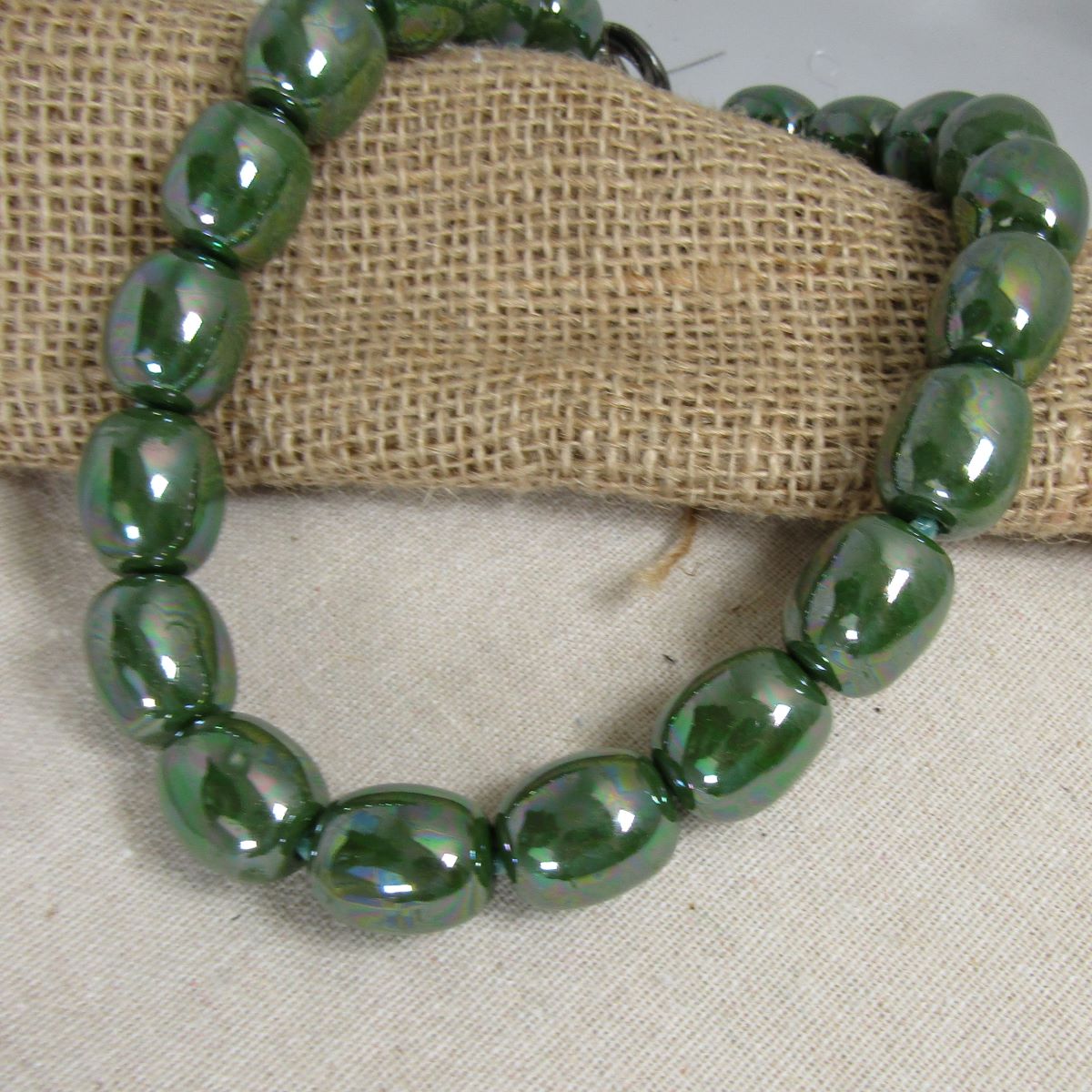 Bottle Green Statement Necklace Kazuri Fair Trade Beads - VP's Jewelry  