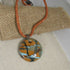 Handmade Mustard Colored Kazuri Pendant on Leather Necklace - VP's Jewelry
