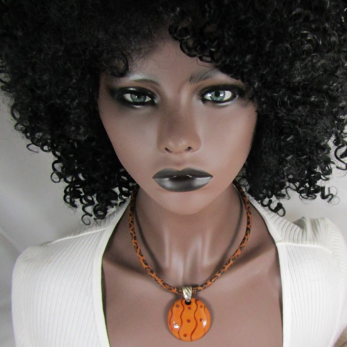 Handmade Kazuri Pendant on Leopard Suede Necklace - VP's Jewelry