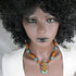Kazuri Pendant Necklace in Peacock and Gold African Fair Trade Beads - VP's Jewelry