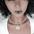 Handmade Black & Cream Large Floral Pendant Twisted Silver Neck Wire - VP's Jewelry
