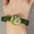 Green Ribbon Choker Bracelet Sun Flower Earrings Handmade Ultra-light  - VP's Jewelry