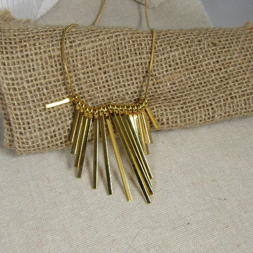 Gold Unique Fan Pendant Necklace Trendy Style - VP's Jewelry